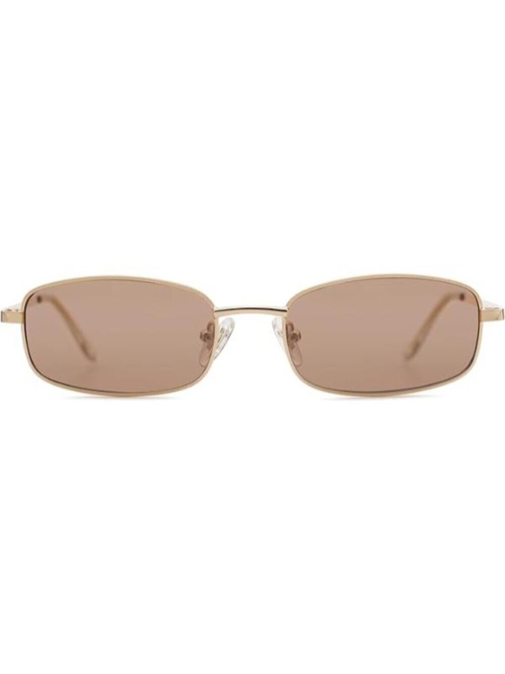 SOJOS Small Unisex Rectangle Sunglasses Retro 80s Chic Narrow Gold/Clear Brown